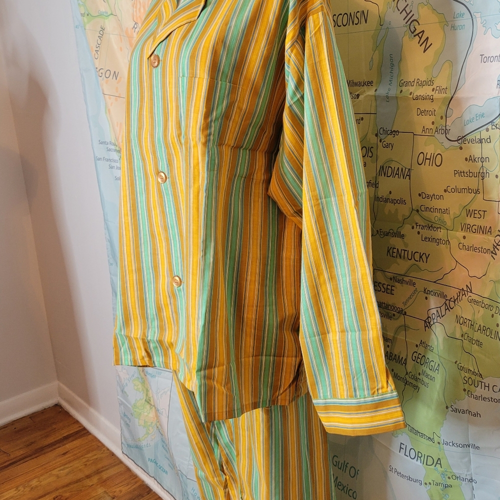 Vintage NWOT Sears Perma Prest Mens Stripped Pajamas Size XL - Picture 3 of 16
